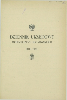 Dziennik Urzędowy Województwa Krakowskiego. 1984, Skorowidz alfabetyczny
