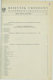 Dziennik Urzędowy Województwa Krakowskiego. 1984, nr 1 (29 czerwca)