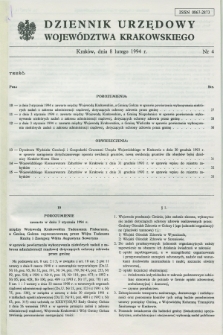 Dziennik Urzędowy Województwa Krakowskiego. 1994, nr 4 (8 lutego)