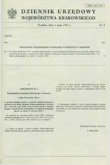 Dziennik Urzędowy Województwa Krakowskiego. 1994, nr 9 (4 maja)