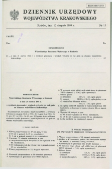 Dziennik Urzędowy Województwa Krakowskiego. 1994, nr 15 (10 sierpnia)