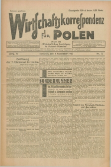 Wirtschaftskorrespondenz für Polen : organ der „Wirtschaftlischen Vereinigung für Polnisch-Schlesien”. Jg.4, Nr. 72 (8 September 1927)