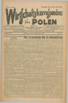 Wirtschaftskorrespondenz für Polen : organ der „Wirtschaftlischen Vereinigung für Polnisch-Schlesien”. Jg.4, Nr. 77 (24 September 1927)