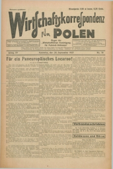 Wirtschaftskorrespondenz für Polen : organ der „Wirtschaftlischen Vereinigung für Polnisch-Schlesien”. Jg.4, Nr. 78 (28 September 1927)