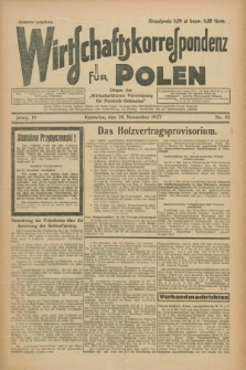 Wirtschaftskorrespondenz für Polen : organ der „Wirtschaftlischen Vereinigung für Polnisch-Schlesien”. Jg.4, Nr. 95 (26 November 1927)