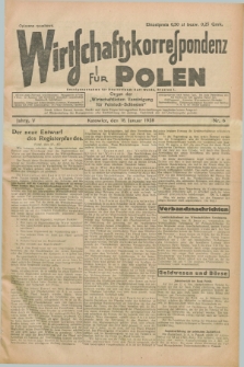 Wirtschaftskorrespondenz für Polen : organ der „Wirtschaftlischen Vereinigung für Polnisch-Schlesien”. Jg.5, Nr. 6 (18 Januar 1928)