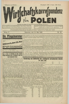 Wirtschaftskorrespondenz für Polen. Jg.5, Nr. 39 (19 Mai 1928)