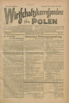 Wirtschaftskorrespondenz für Polen. Jg.5, Nr. 45 (16 Juni 1928)