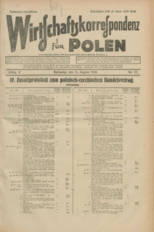 Wirtschaftskorrespondenz für Polen. Jg.5, Nr. 53 (11 August 1928)