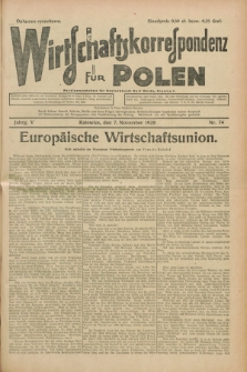 Wirtschaftskorrespondenz für Polen. Jg.5, Nr. 74 (7 November 1928)