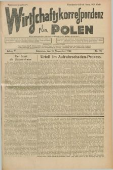 Wirtschaftskorrespondenz für Polen. Jg.5, Nr. 75 (10 November 1928)
