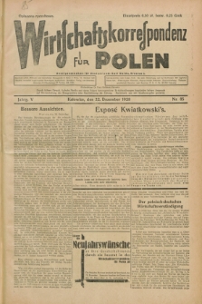 Wirtschaftskorrespondenz für Polen. Jg.5, Nr. 85 (22 Dezember 1928)