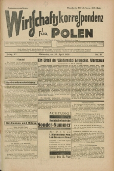 Wirtschaftskorrespondenz für Polen. Jg.6, Nr. 21 (27 April 1929)