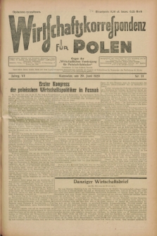 Wirtschaftskorrespondenz für Polen : Organ der „Wirtschaftlischen Vereinigung für Polnisch-Schlesien”. Jg.6, Nr. 31 (29 Juni 1929)