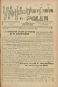 Wirtschaftskorrespondenz für Polen : organ der „Wirtschaftlischen Vereinigung für Polnisch-Schlesien”. Jg.6, Nr. 44 (21 September 1929)