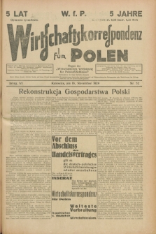 Wirtschaftskorrespondenz für Polen : organ der „Wirtschaftlischen Vereinigung für Polnisch-Schlesien”. Jg.6, Nr. 52 (16 November 1929) + dod.