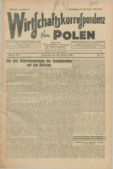 Wirtschaftskorrespondenz für Polen : organ der „Wirtschaftlischen Vereinigung für Polnisch-Schlesien”. Jg.7, Nr. 4 (25 Januar 1930)