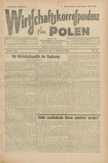 Wirtschaftskorrespondenz für Polen : organ der „Wirtschaftlischen Vereinigung für Polnisch-Schlesien”. Jg.7, Nr. 6 (8 Februar 1930) + dod.