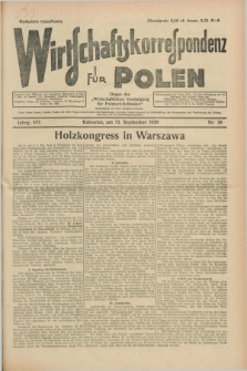 Wirtschaftskorrespondenz für Polen : organ der „Wirtschaftlischen Vereinigung für Polnisch-Schlesien”. Jg.7, Nr. 38 (13 September 1930)