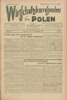 Wirtschaftskorrespondenz für Polen : Organ der „Wirtschaftlischen Vereinigung für Polnisch-Schlesien”. Jg.7, Nr. 51 (13 Dezember 1930) + dod.