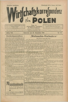 Wirtschaftskorrespondenz für Polen : Organ der „Wirtschaftlischen Vereinigung für Polnisch-Schlesien”. Jg.7, Nr. 52 (20 Dezember 1930)