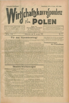 Wirtschaftskorrespondenz für Polen : organ der „Wirtschaftlischen Vereinigung für Polnisch-Schlesien”. Jg.8, Nr. 5 (31 Januar 1931) + dod.