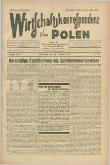 Wirtschaftskorrespondenz für Polen : organ der „Wirtschaftlischen Vereinigung für Polnisch-Schlesien”. Jg.8, Nr. 9 (28 Februar 1931) + dod.