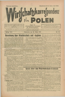 Wirtschaftskorrespondenz für Polen : organ der „Wirtschaftlischen Vereinigung für Polnisch-Schlesien”. Jg.8, Nr. 13 (28 März 1931) + dod.