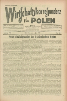 Wirtschaftskorrespondenz für Polen : organ der „Wirtschaftlischen Vereinigung für Polnisch-Schlesien”. Jg.8, Nr. 23 (4 Juli 1931)