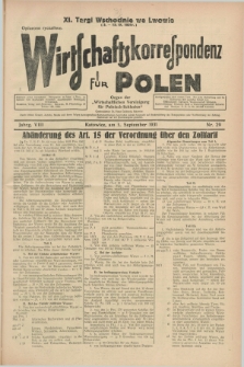 Wirtschaftskorrespondenz für Polen : organ der „Wirtschaftlischen Vereinigung für Polnisch-Schlesien”. Jg.8, Nr. 29 (5 September 1931)