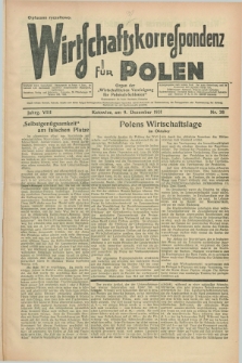 Wirtschaftskorrespondenz für Polen : Organ der „Wirtschaftlischen Vereinigung für Polnisch-Schlesien”. Jg.8, Nr. 38 (9 Dezember 1931) + dod.