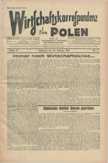 Wirtschaftskorrespondenz für Polen : organ der „Wirtschaftlischen Vereinigung für Polnisch-Schlesien”. Jg.9, Nr. 5 (20 Februar 1932)