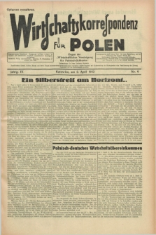 Wirtschaftskorrespondenz für Polen : Organ der „Wirtschaftlischen Vereinigung für Polnisch-Schlesien”. Jg.9, Nr. 9 (2 April 1932)