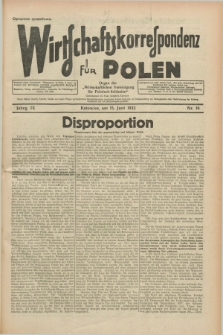 Wirtschaftskorrespondenz für Polen : organ der „Wirtschaftlischen Vereinigung für Polnisch-Schlesien”. Jg.9, Nr. 16 (15 Juni 1932)