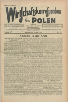 Wirtschaftskorrespondenz für Polen : organ der „Wirtschaftlischen Vereinigung für Polnisch-Schlesien”. Jg.9, Nr. 20 (27 Juli 1932) + dod.