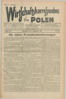 Wirtschaftskorrespondenz für Polen : organ der „Wirtschaftlischen Vereinigung für Polnisch-Schlesien”. Jg.9, Nr. 24 (7 September 1932)