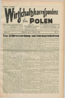 Wirtschaftskorrespondenz für Polen : Organ der „Wirtschaftlischen Vereinigung für Polnisch-Schlesien”. Jg.10, Nr. 4 (11 Februar 1933)