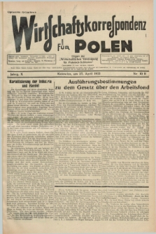 Wirtschaftskorrespondenz für Polen : Organ der „Wirtschaftlischen Vereinigung für Polnisch-Schlesien”. Jg.10, Nr. 10/11 (27 April 1933) + dod.
