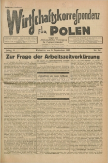 Wirtschaftskorrespondenz für Polen : Organ der „Wirtschaftlischen Vereinigung für Polnisch-Schlesien”. Jg.10, Nr. 24 (9 September 1933)