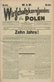 Wirtschaftskorrespondenz für Polen : Organ der „Wirtschaftlischen Vereinigung für Polnisch-Schlesien”. Jg.11, Nr. 30/31 (15 November 1934) + dod.