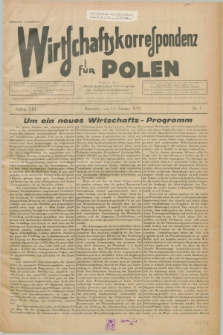 Wirtschaftskorrespondenz für Polen : Organ der „Wirtschaftlischen Vereinigung für Polnisch-Schlesien”. Jg.13, Nr. 1 (11 Januar 1936)