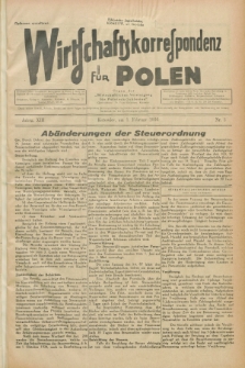 Wirtschaftskorrespondenz für Polen : Organ der „Wirtschaftlischen Vereinigung für Polnisch-Schlesien”. Jg.13, Nr. 3 (1 Februar 1936)