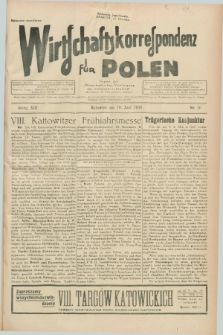 Wirtschaftskorrespondenz für Polen : Organ der „Wirtschaftlischen Vereinigung für Polnisch-Schlesien”. Jg.13, Nr. 16 (10 Juni 1936)
