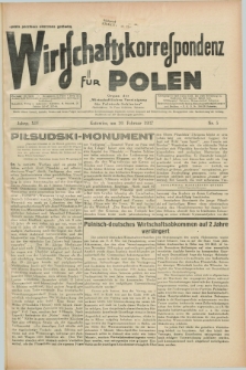 Wirtschaftskorrespondenz für Polen : Organ der „Wirtschaftlischen Vereinigung für Polnisch-Schlesien”. Jg.14, Nr. 5 (20 Februar 1937)