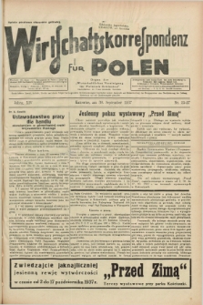 Wirtschaftskorrespondenz für Polen : Organ der „Wirtschaftlischen Vereinigung für Polnisch-Schlesien”. Jg.14, Nr. 25/27 (30 September 1937) + dod.