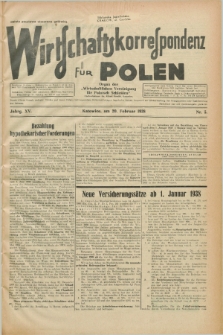Wirtschaftskorrespondenz für Polen : Organ der „Wirtschaftlischen Vereinigung für Polnisch-Schlesien”. Jg.15, Nr. 5 (20 Februar 1938)