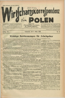 Wirtschaftskorrespondenz für Polen : Organ der „Wirtschaftlischen Vereinigung für Polnisch-Schlesien”. Jg.15, Nr. 6 (2 März 1938)