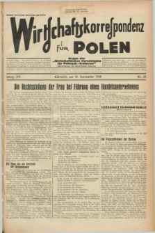Wirtschaftskorrespondenz für Polen : Organ der „Wirtschaftlischen Vereinigung für Polnisch-Schlesien”. Jg.15, Nr. 25 (10 September 1938)