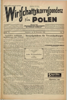 Wirtschaftskorrespondenz für Polen : Organ der „Wirtschaftlischen Vereinigung für Polnisch-Schlesien”. Jg.15, Nr. 35 (16 Dezember 1938)