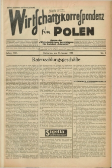 Wirtschaftskorrespondenz für Polen : Organ der „Wirtschaftlischen Vereinigung für Polnisch-Schlesien”. Jg.16, Nr. 3 (30 Januar 1939)